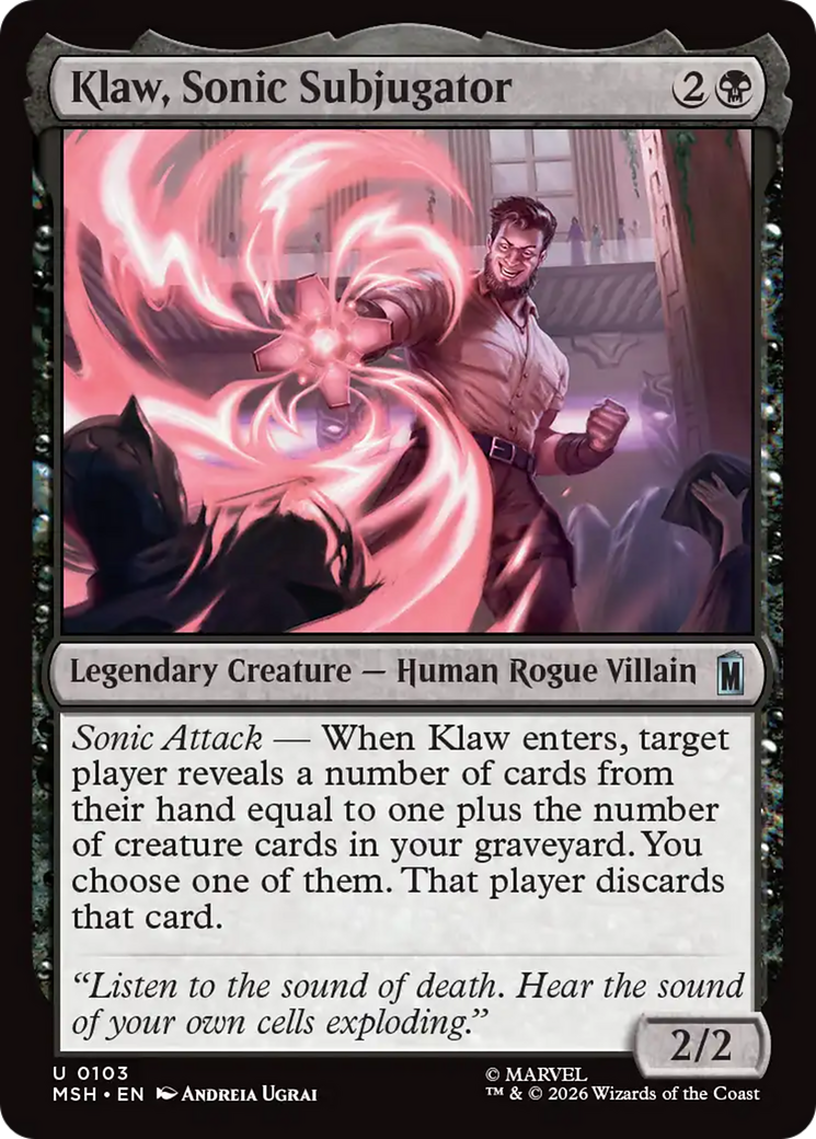 Klaw, Sonic Subjugator - Uncommon Legendary Creature — Human Rogue Villain card from Marvel Super Heroes