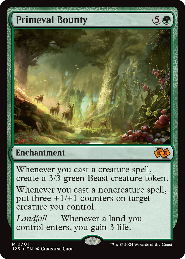 Primeval Bounty - Mythic Enchantment card from Foundations Jumpstart