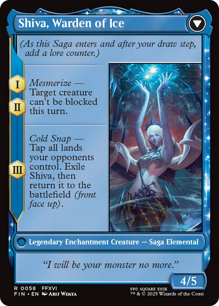 Back face of Jill, Shiva's Dominant // Shiva, Warden of Ice - Legendary Enchantment Creature — Saga Elemental card