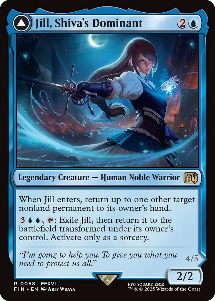 Jill, Shiva's Dominant // Shiva, Warden of Ice - Rare Legendary Enchantment Creature — Saga Elemental card from Final Fantasy