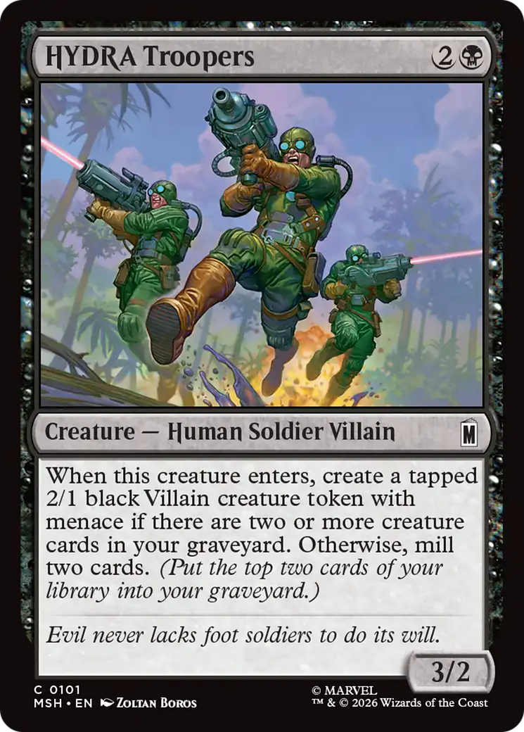 HYDRA Troopers - Common Creature — Human Soldier Villain card from Marvel Super Heroes