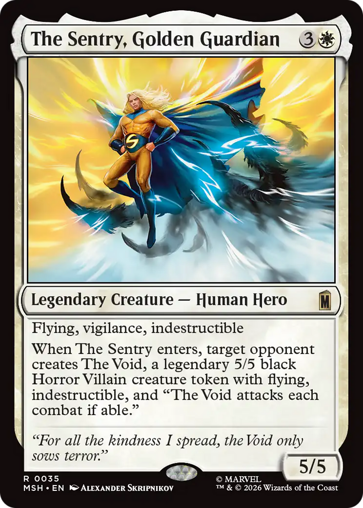 The Sentry, Golden Guardian - Rare Legendary Creature — Human Hero card from Marvel Super Heroes