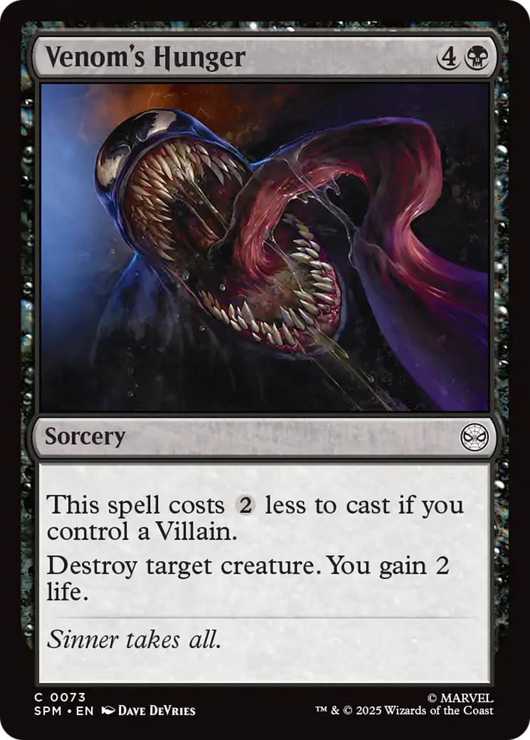 Venom's Hunger - Common Sorcery card from Marvel's Spider-Man