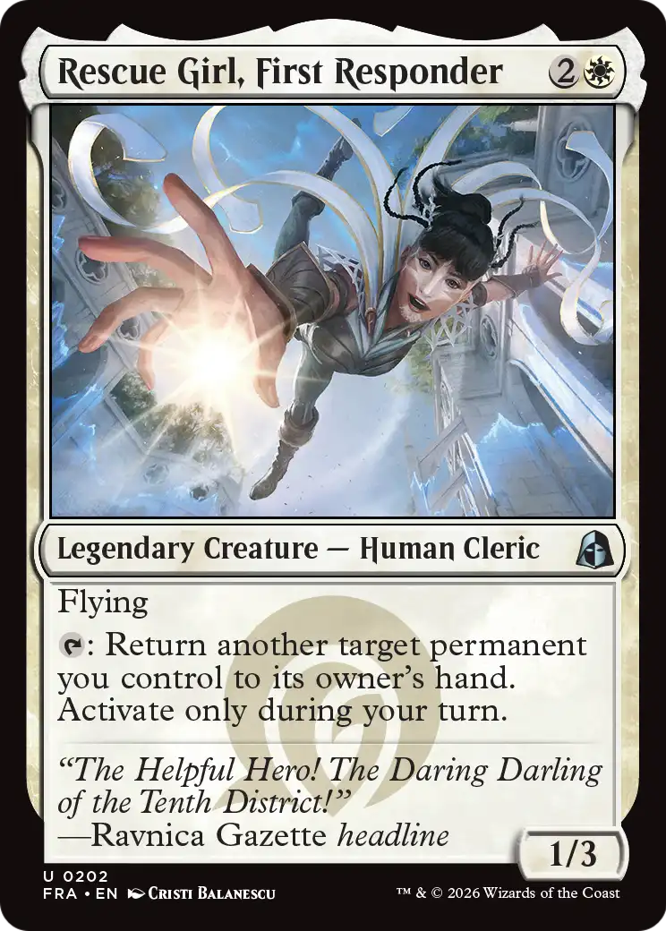 Rescue Girl, First Responder - Uncommon Legendary Creature — Human Cleric card from Reality Fracture