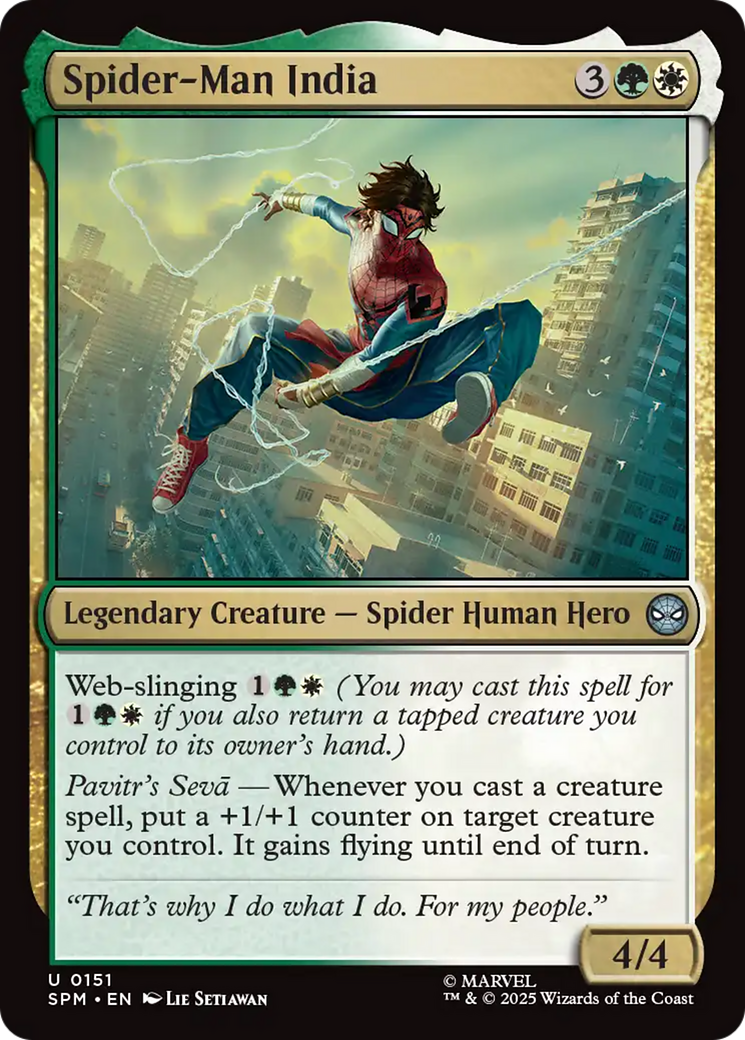 Spider-Man India - Uncommon Legendary Creature — Spider Human Hero card from Marvel's Spider-Man