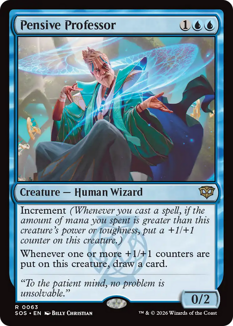 Pensive Professor - Rare Creature — Human Wizard card from Secrets of Strixhaven
