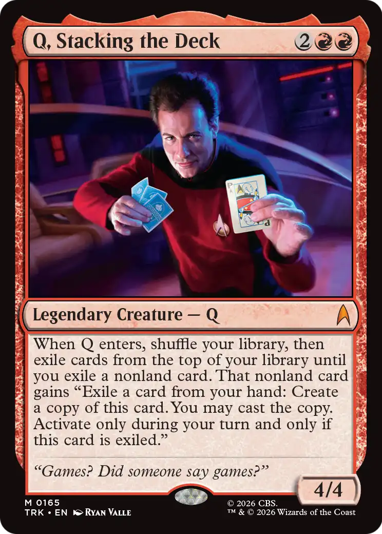 Q, Stacking the Deck - Mythic Legendary Creature — Q card from Star Trek