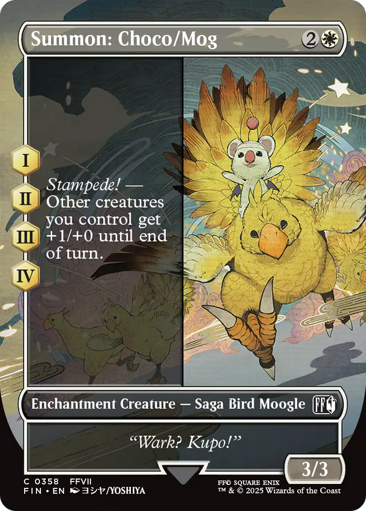 Summon: Choco/Mog - Common Enchantment Creature — Saga Bird Moogle card from Final Fantasy