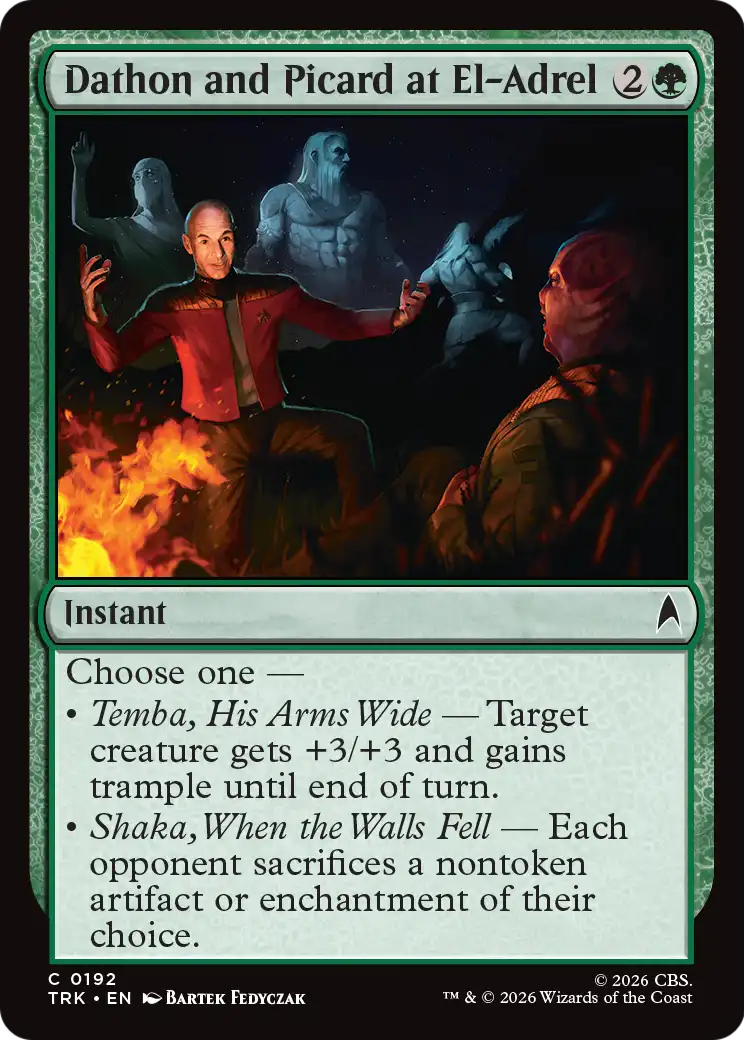 Dathon and Picard at El-Adrel - Common Instant card from Star Trek