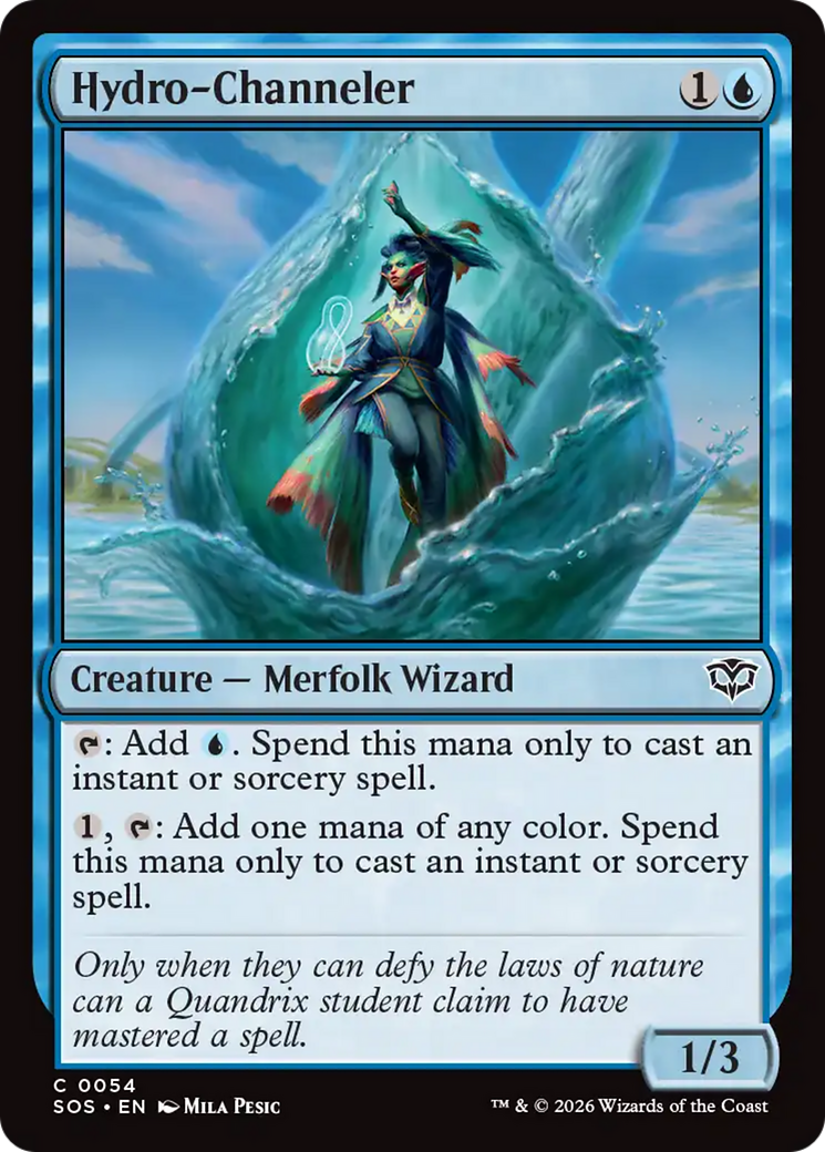 Hydro-Channeler - Common Creature — Merfolk Wizard card from Secrets of Strixhaven