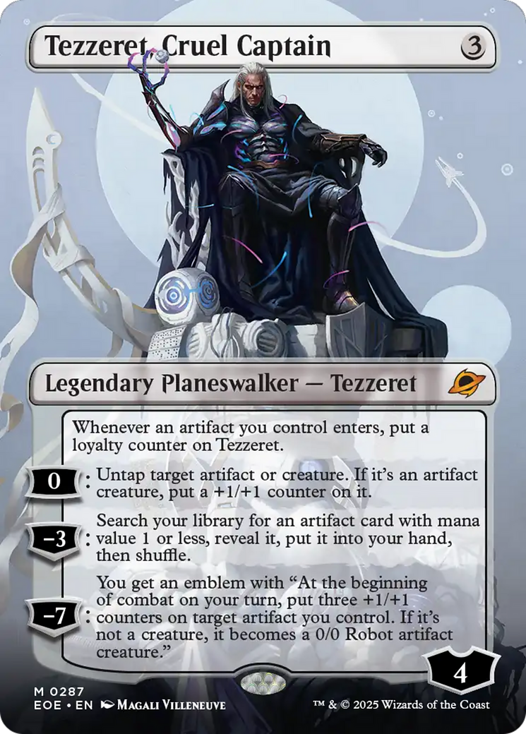 Tezzeret, Cruel Captain - Mythic Legendary Planeswalker — Tezzeret card from Edge of Eternities