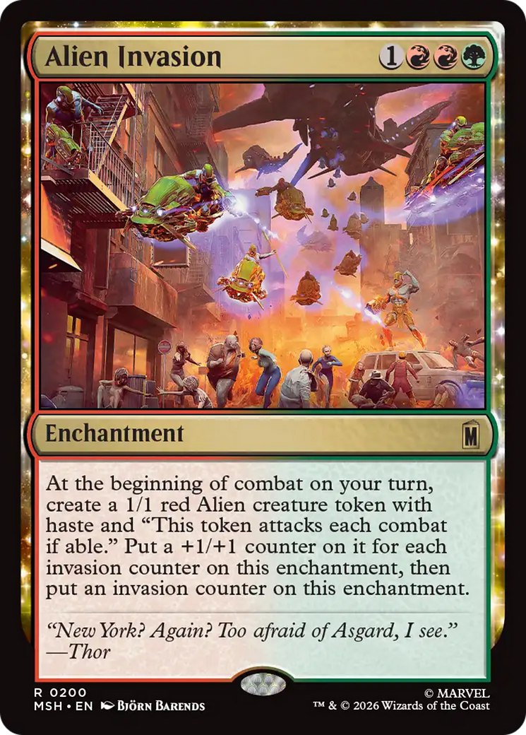 Alien Invasion - Rare Enchantment card from Marvel Super Heroes