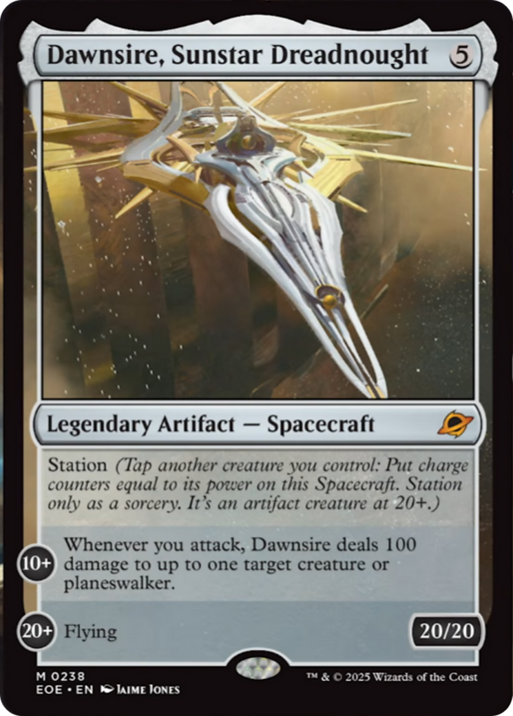 Dawnsire, Sunstar Dreadnought - Mythic Legendary Artifact — Spacecraft card from Edge of Eternities