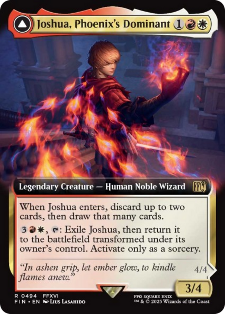 Joshua, Phoenix's Dominant // Phoenix, Warden of Fire - Rare Legendary Creature — Human Noble Wizard card from Final Fantasy
