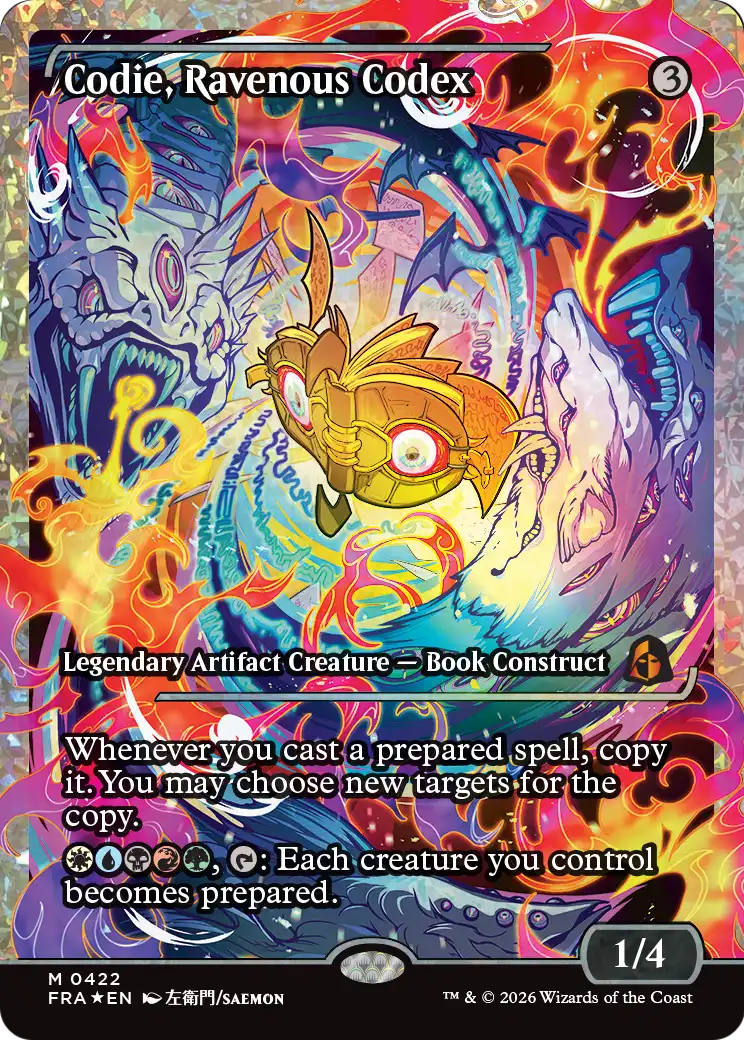 Codie, Ravenous Codex - Mythic Legendary Artifact Creature — Book Construct card from Reality Fracture