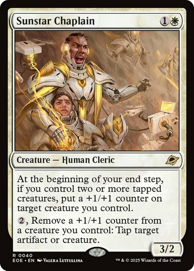Sunstar Chaplain - Rare Creature — Human Cleric card from Edge of Eternities
