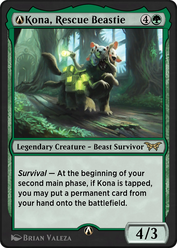 A-Kona, Rescue Beastie - Rare Legendary Creature — Beast Survivor card from Duskmourn: House of Horror