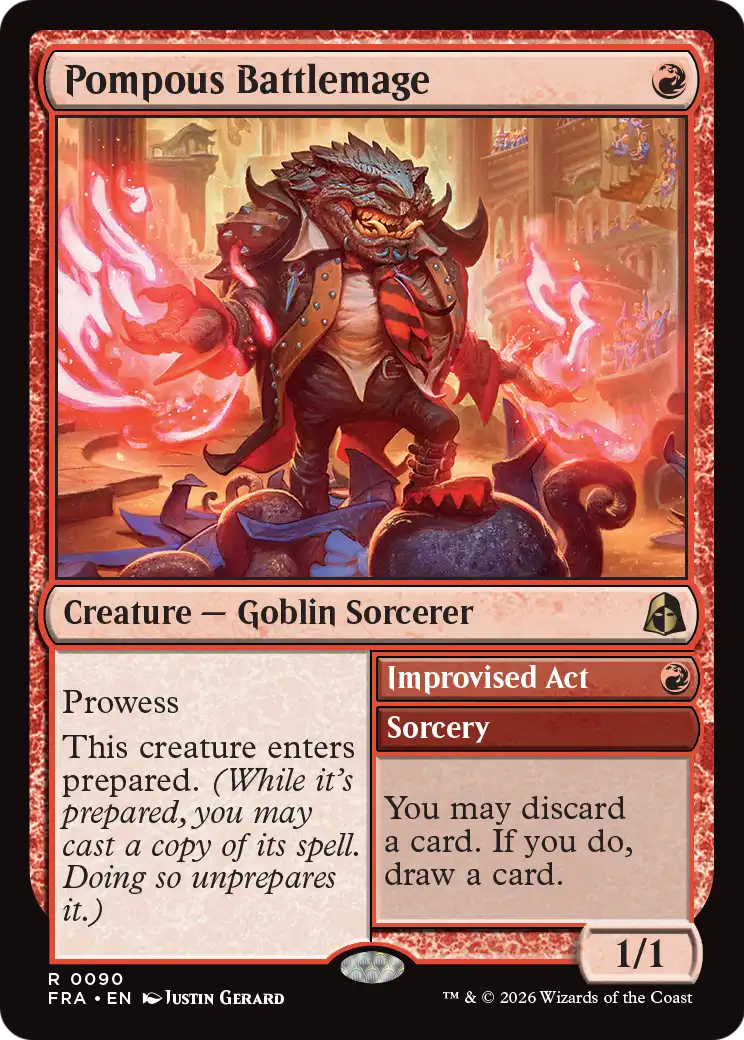 Pompous Battlemage // Improvised Act - Rare Sorcery card from Reality Fracture