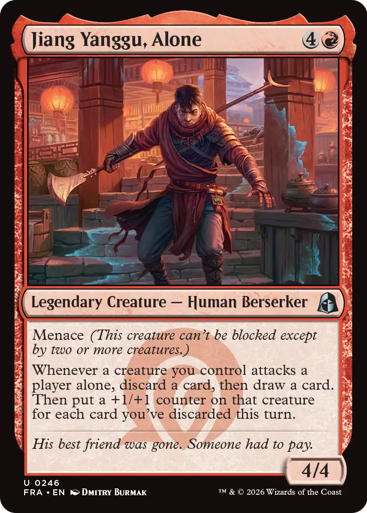 Jiang Yanggu, Alone - Uncommon Legendary Creature — Human Berserker card from Reality Fracture