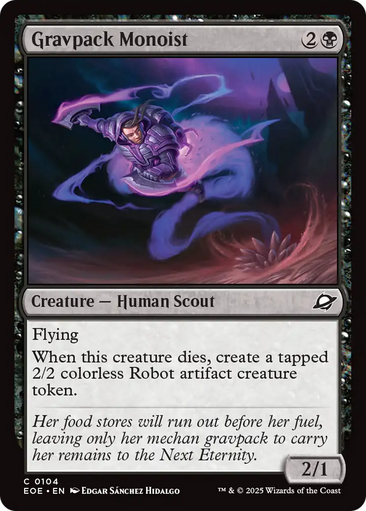 Gravpack Monoist - Common Creature — Human Scout card from Edge of Eternities