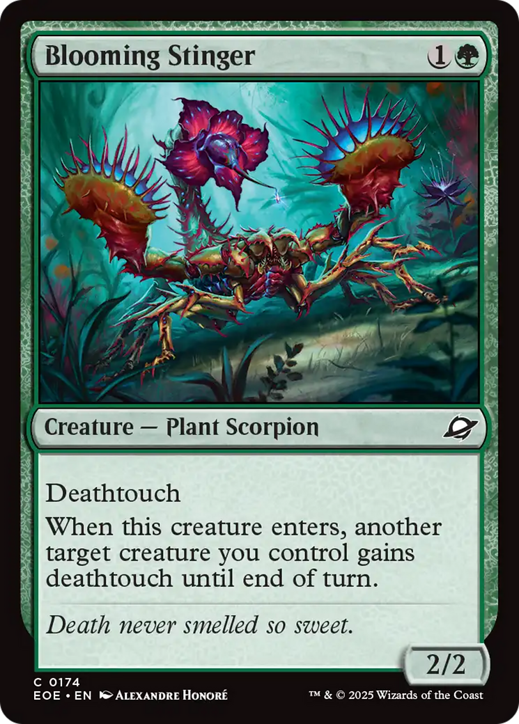 Blooming Stinger - Common Creature — Plant Scorpion card from Edge of Eternities
