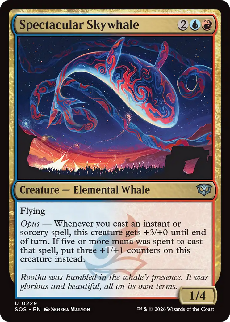 Spectacular Skywhale - Uncommon Creature — Elemental Whale card from Secrets of Strixhaven