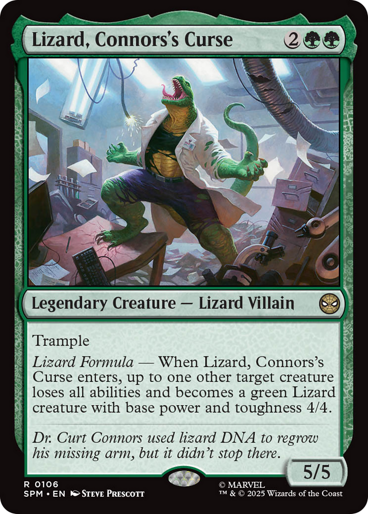 Lizard, Connors's Curse - Rare Legendary Creature — Lizard Villain card from Marvel's Spider-Man