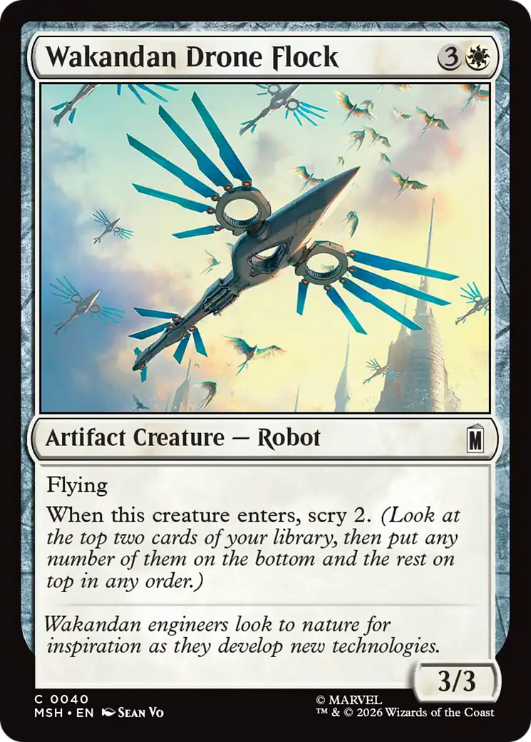 Wakandan Drone Flock - Common Artifact Creature — Robot card from Marvel Super Heroes
