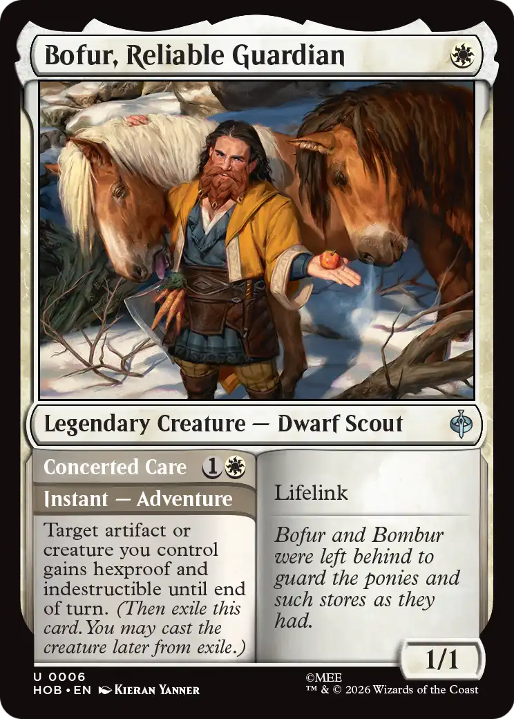 Bofur, Reliable Guardian // Concerted Care - Uncommon Legendary Creature — Dwarf Scout card from The Hobbit
