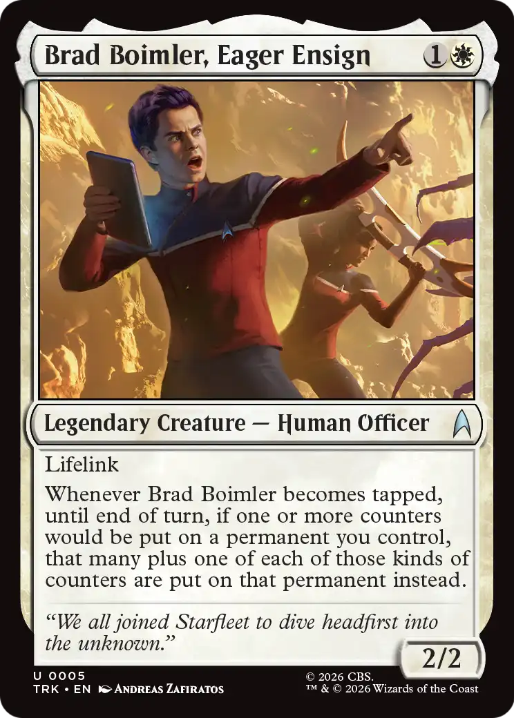 Brad Boimler, Eager Ensign - Uncommon Legendary Creature — Human Officer card from Star Trek