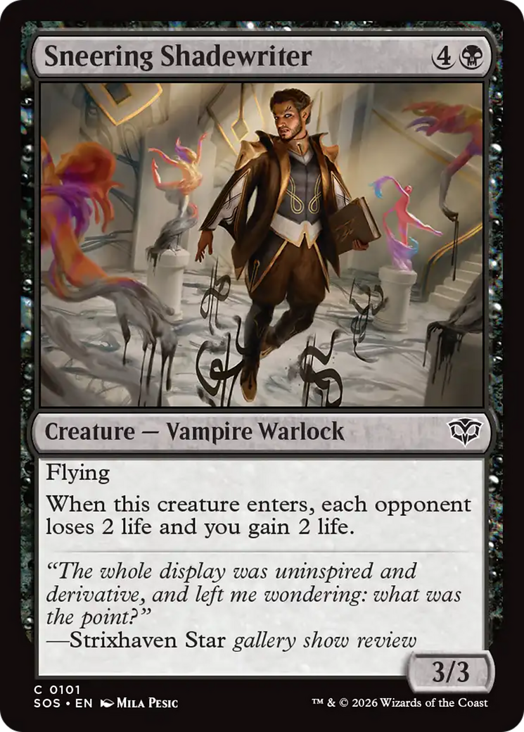 Sneering Shadewriter - Common Creature — Vampire Warlock card from Secrets of Strixhaven