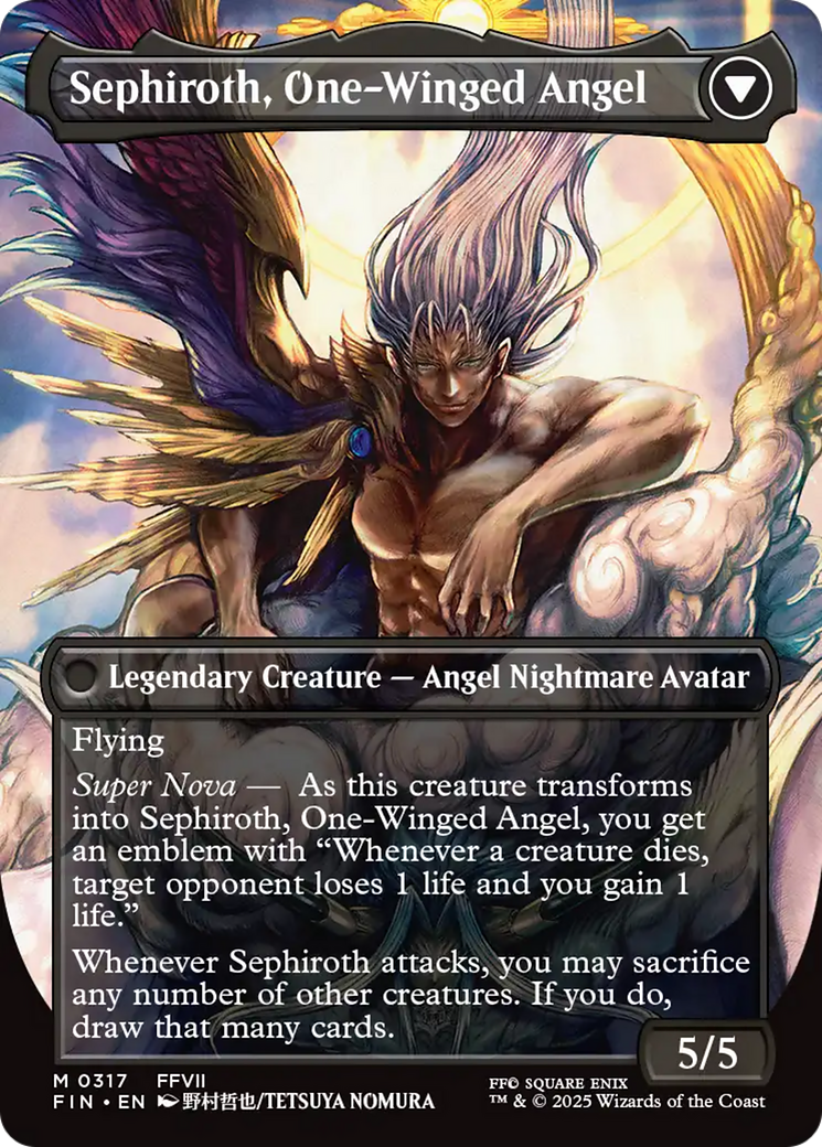 Back face of Sephiroth, Fabled SOLDIER // Sephiroth, One-Winged Angel - Legendary Creature — Human Avatar Soldier card