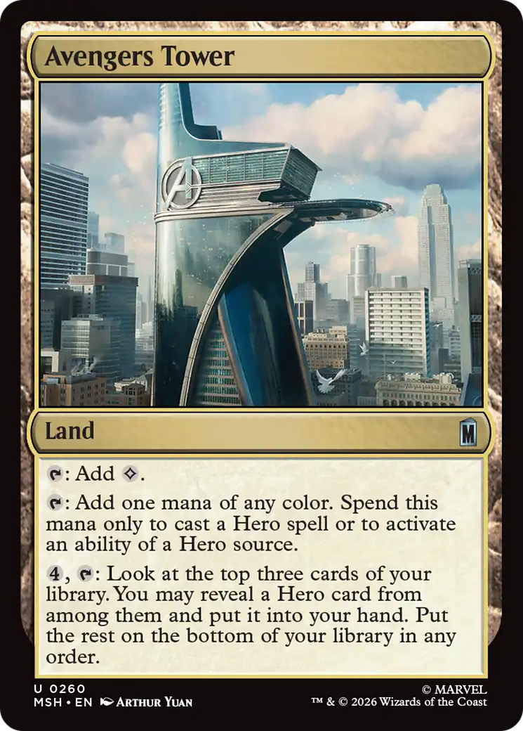 Avengers Tower - Uncommon Land card from Marvel Super Heroes