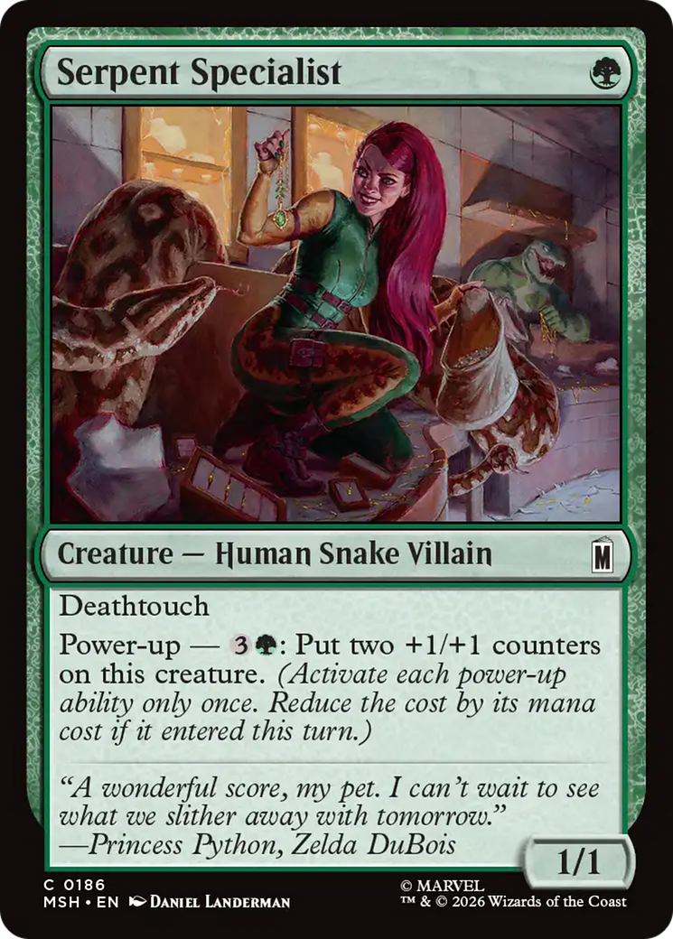 Serpent Specialist - Common Creature — Human Snake Villain card from Marvel Super Heroes