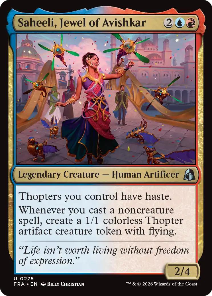Saheeli, Jewel of Avishkar - Uncommon Legendary Creature — Human Artificer card from Reality Fracture