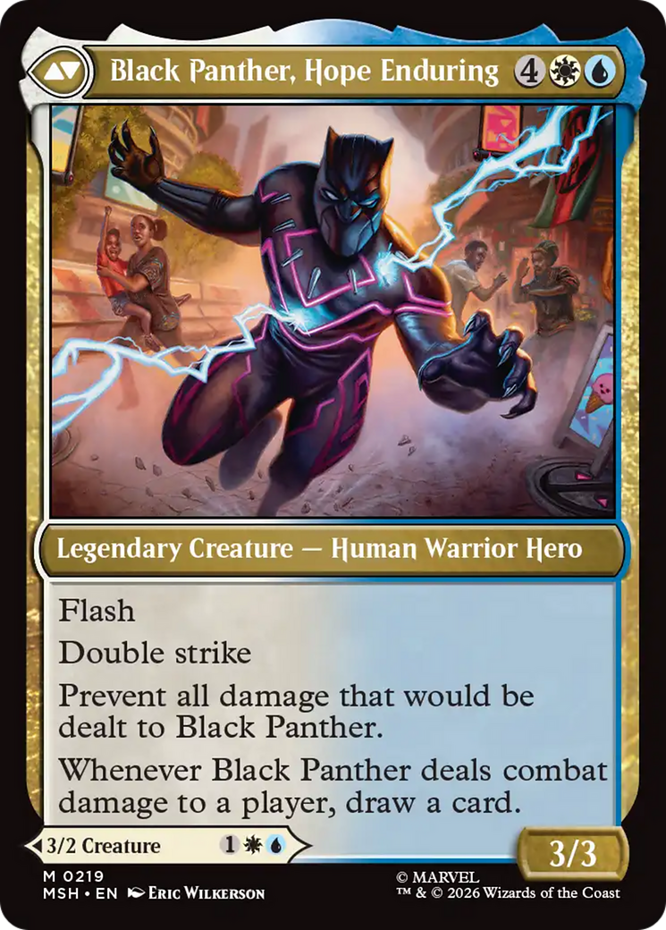 Back face of King T'Challa // Black Panther, Hope Enduring - Legendary Creature — Human Noble Hero card
