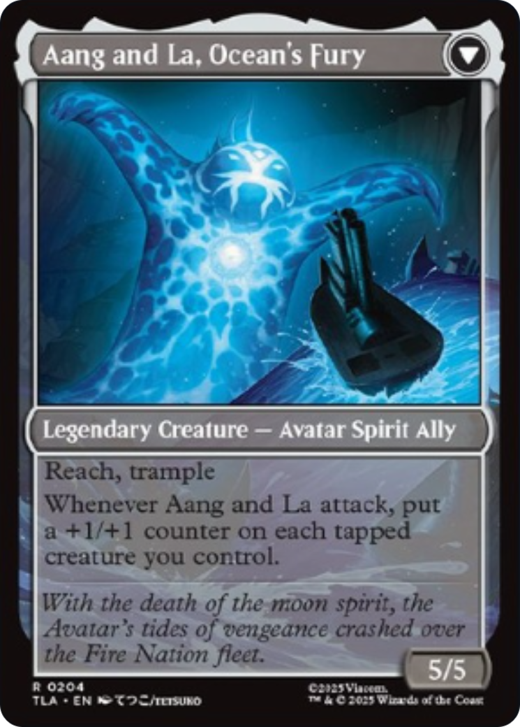 Back face of Aang, Swift Savior // Aang and La, Ocean's Fury - Legendary Creature — Avatar Spirit Ally card