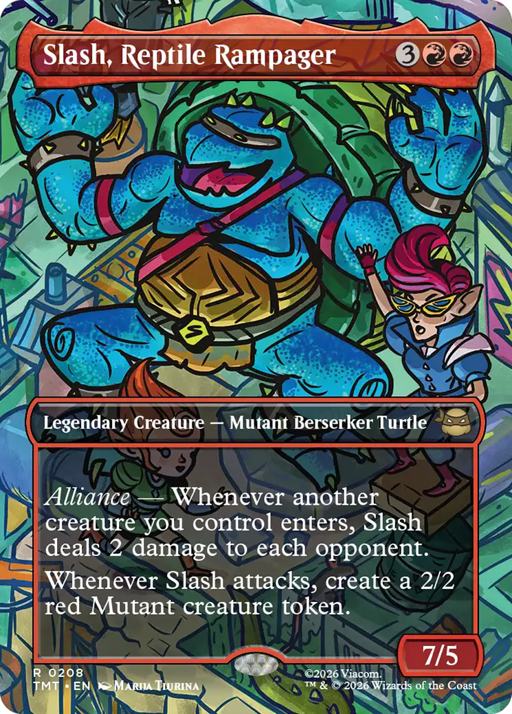 Slash, Reptile Rampager - Rare Legendary Creature — Mutant Berserker Turtle card from Teenage Mutant Ninja Turtles