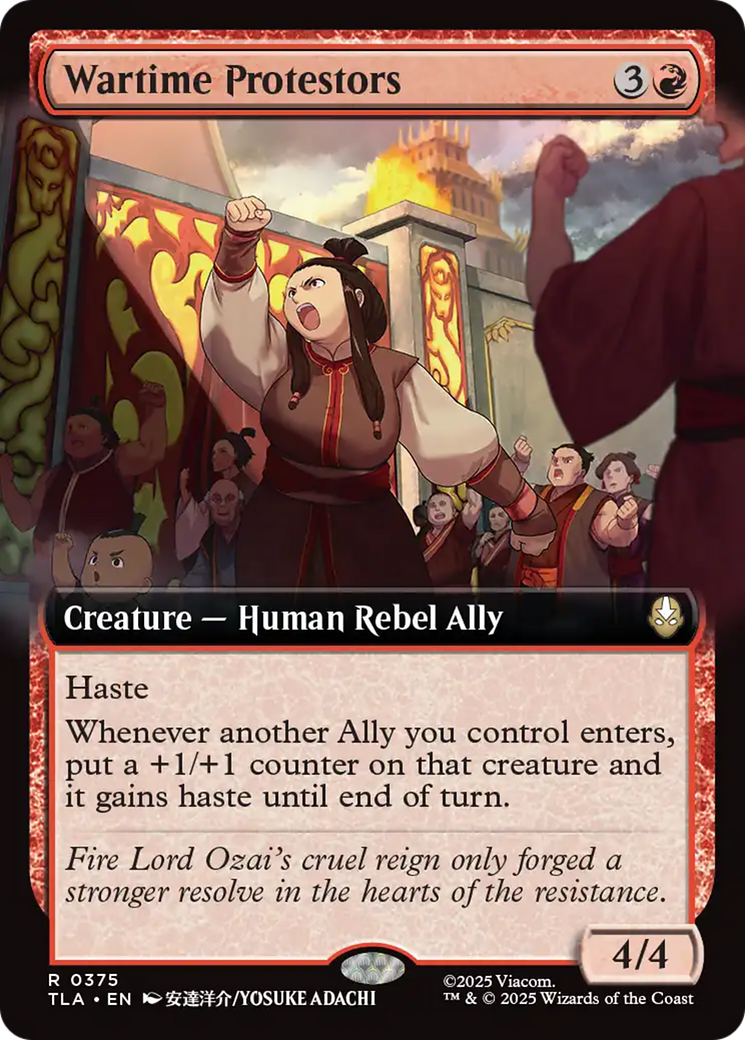 Wartime Protestors - Rare Creature — Human Rebel Ally card from Avatar: The Last Airbender