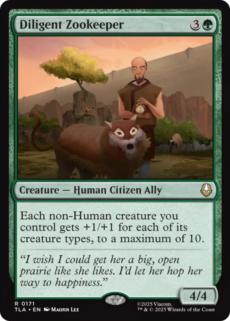 Diligent Zookeeper - Rare Creature — Human Citizen Ally card from Avatar: The Last Airbender