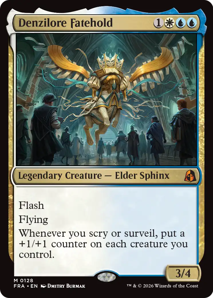 Denzilore Fatehold - Mythic Legendary Creature — Elder Sphinx card from Reality Fracture