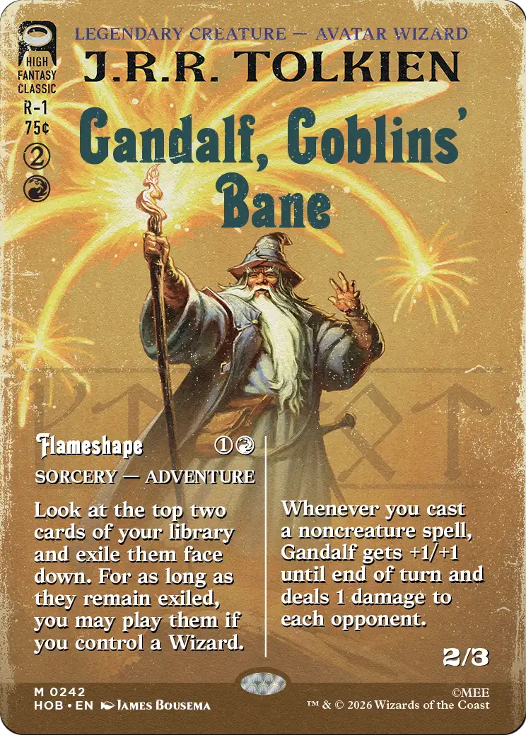 Gandalf, Goblins' Bane // Flameshape - Mythic Legendary Creature — Avatar Wizard card from The Hobbit