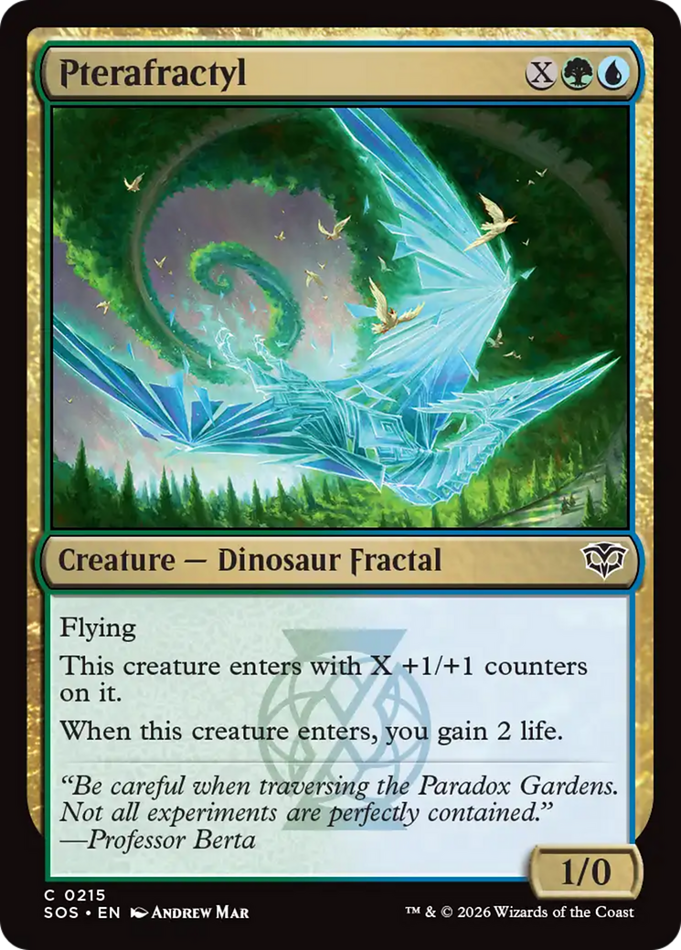 Pterafractyl - Common Creature — Dinosaur Fractal card from Secrets of Strixhaven
