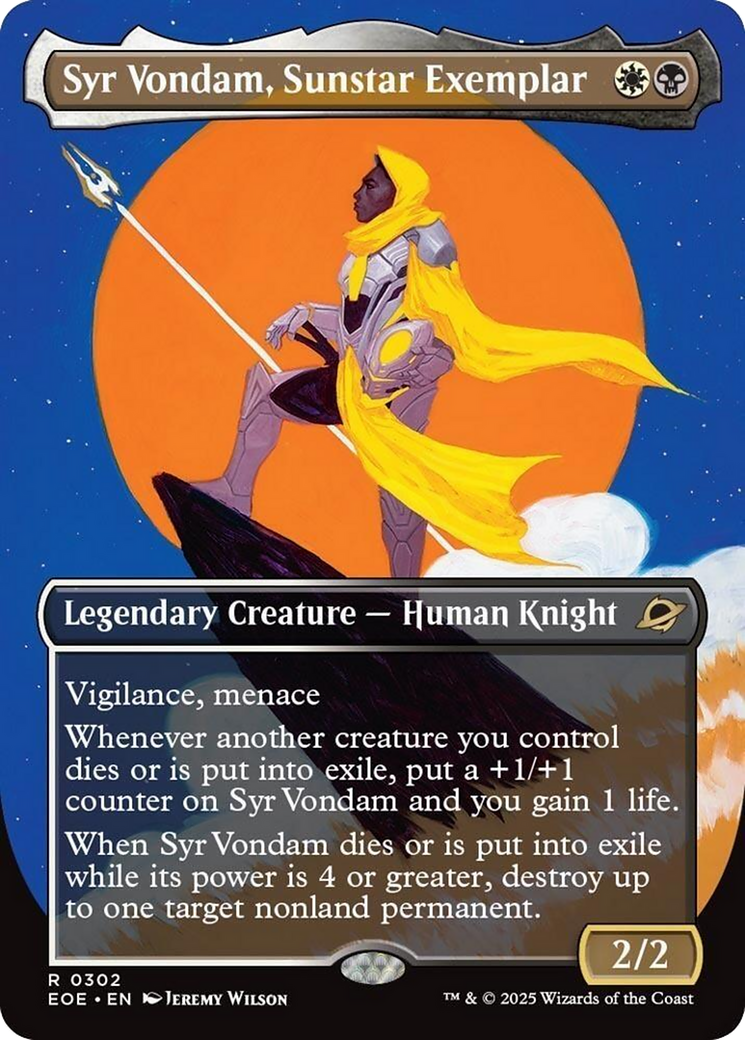 Syr Vondam, Sunstar Exemplar - Rare Legendary Creature — Human Knight card from Edge of Eternities