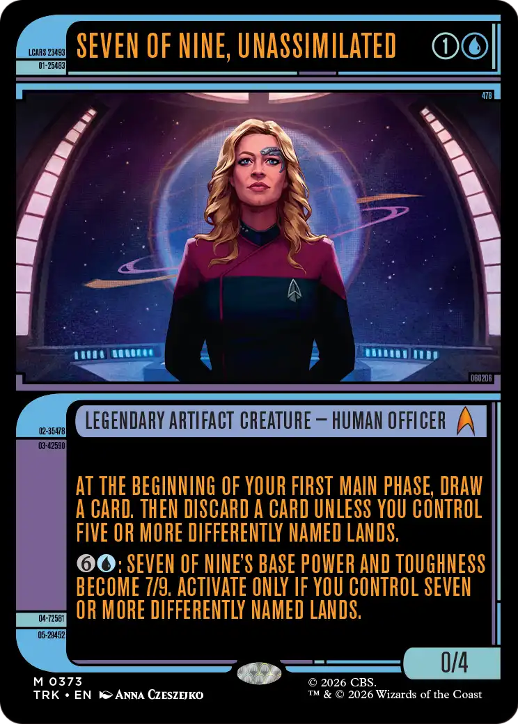Seven of Nine, Unassimilated - Mythic Legendary Artifact Creature — Human Officer card from Star Trek