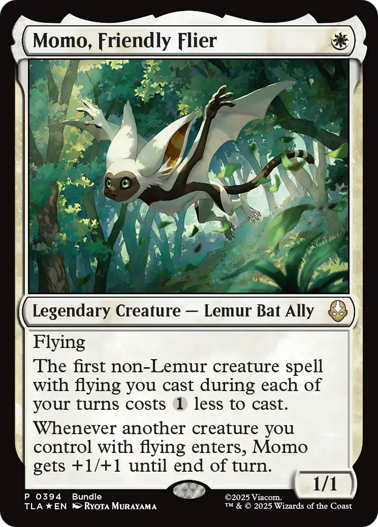 Momo, Friendly Flier - Rare Legendary Creature — Lemur Bat Ally card from Avatar: The Last Airbender