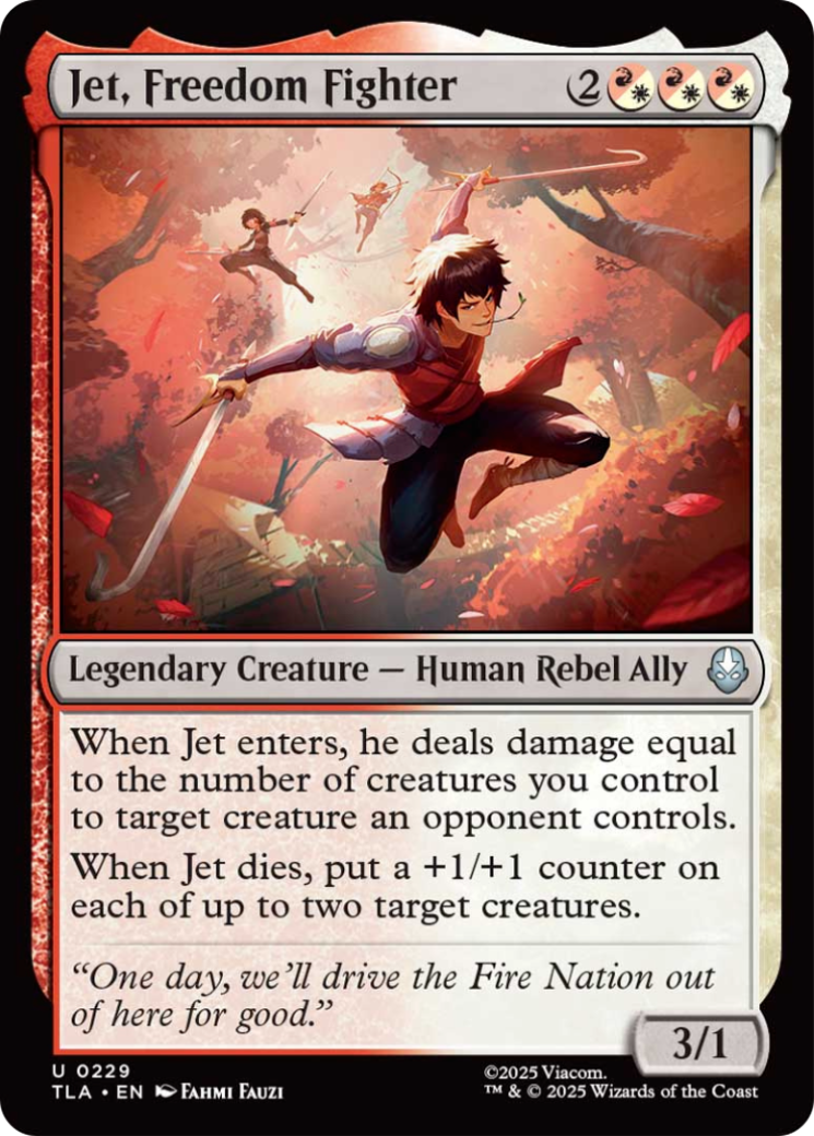 Jet, Freedom Fighter - Uncommon Legendary Creature — Human Rebel Ally card from Avatar: The Last Airbender