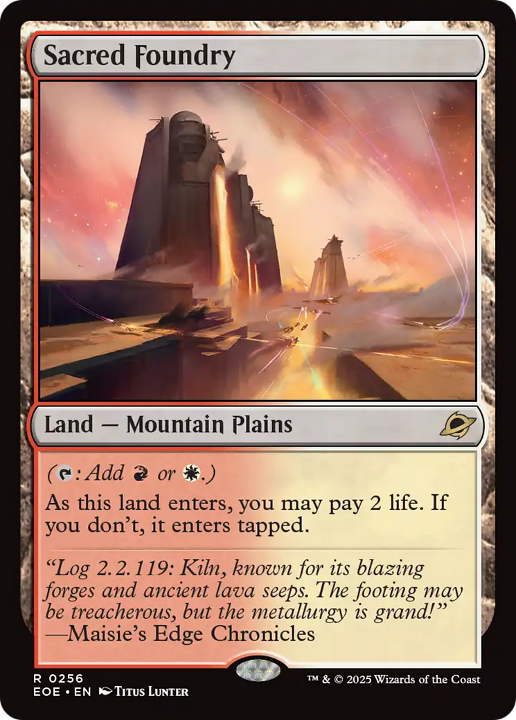Sacred Foundry - Rare Land — Mountain Plains card from Edge of Eternities