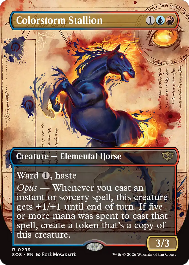 Colorstorm Stallion - Rare Creature — Elemental Horse card from Secrets of Strixhaven