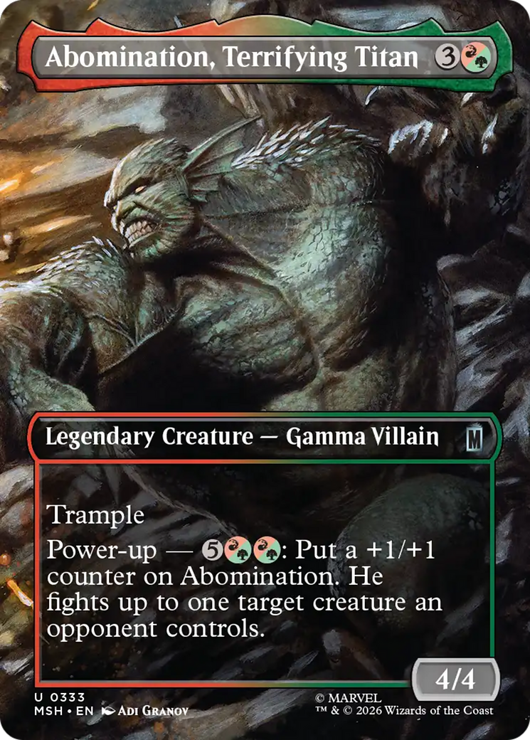 Abomination, Terrifying Titan - Uncommon Legendary Creature — Gamma Villain card from Marvel Super Heroes